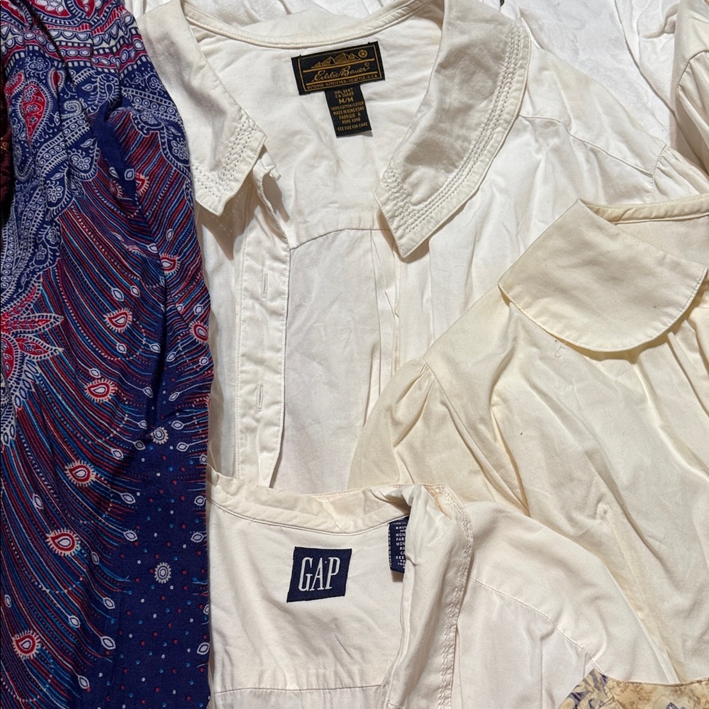 Assorted 6 Blouses Cotton & Patterned Shirts Medi… - image 3